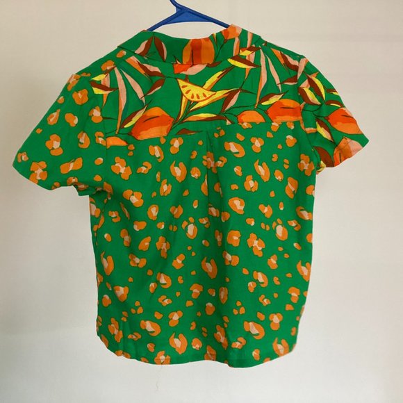 Tabitha Brown × Target orange leopard and green print button down shirt - Picture 4 of 5